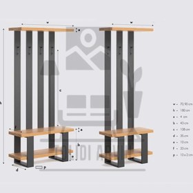 تصویر جالباسی جاکفشی چوب فلز ایستاده مدل مهرو - سفید / سفید Standing wooden metal shoe rack, Mehro model