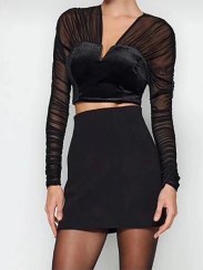 تصویر کراپ آستین بلند مشکی *مجلسی ترک* 