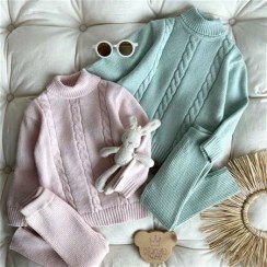 تصویر دوتیکه بلوز تایت بافت یقه اسکی 3 سال تا 6 سال کد9000 211316(211312-211313) 