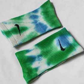 تصویر جوراب نایک پنبه ای تای دای آبی-سبز Blue & Green Tie Dye Sock