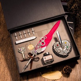 تصویر ست خوشنویسی قلم پر لوکس مدل قلب مکانیکی 