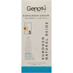 تصویر کرم ضد آفتاب ژنوبایوتیک پوست خشک بژ طبیعی SPF50 Sun Gen Sunscreen Cream SPF50 For Normal and Dry Skin GenoBiotic