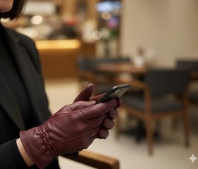 تصویر دستکش زنانه - چرم طبیعی / 