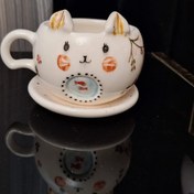 تصویر ماگ _تخت سرو بلوم طرح گربه دست ساز - مدل 