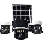 تصویر دوربین مداربسته بیسیم پهبادی خورشیدی سیم کارتی سه لنز 