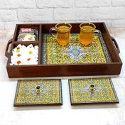 تصویر سینی پذیرایی چوبی رزینی باکس دار 