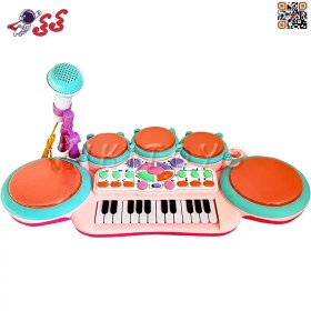 تصویر اسباب بازی پیانو و درام شارژی با میکروفون Drums Piano 7010B 