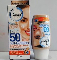 تصویر ضد آفتاب فلوئیدی پیکسل رنگ بژ طبیعی مخصوص پوست خشک و حساس 