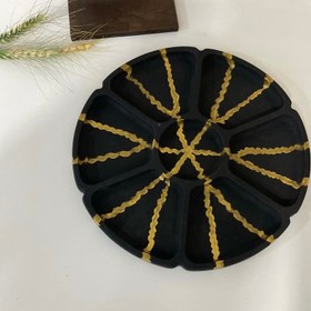 تصویر آجیل خوری و مزه خوری سنگ مصنوعی ۷خانه - قهوه ای / طلایی 