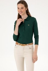 تصویر زن سبز تیره پایه چوگان yaka yaka sweatshırt 50313593-vr079 Kadın Koyu Yeşil Basic Polo Yaka Sweatshırt 50313593-VR079