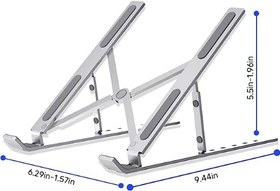 تصویر YAQOOT NATURALS : پایه نگهدارنده لپتاب مناسب برای محیط کار و خانه هولدر لپتاب Laptop Stand, Adjustable Aluminum Laptop Tablet Stand, Laptop holder, Foldable Laptop Riser, Notebook Stand Portable Laptop Holder Compatible with 7-15.6 inches Laptop, Tablet, Notebook 