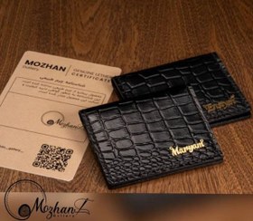 تصویر کیف کارت چرم مشکی کد 1052 