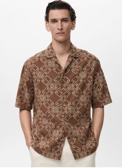 تصویر پیراهن مردانه قهوه ای منگوMANGO Man | 87039218 اورجینال 