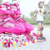 تصویر کفش اسکیت چراغدار تیغه فلزی قابلیت تغییر سایز و آموزشی 