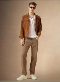 تصویر شلوار جین مردانه بژ با فیت راحت - راحتی کلاسیک برای استفاده روزمره برند dennis lingo Men's Beige Relaxed Fit Jeans - Everyday Classic Comfort