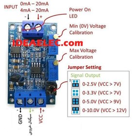 تصویر ماژول مبدل جریان به ولتاژ(20ma-4 به 0-5v) 