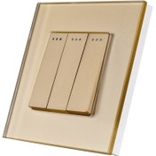 تصویر کلید سه پل با قابلیت تبدیل شیشه ای طلایی Livolo کلید سه پل با قابلیت تبدیل شیشه ای طلایی Livolo