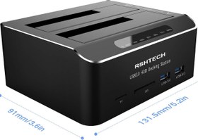 تصویر داک هارد USB 3.0 Docking Station 2.5/3.5 2.5 / 3.5 Inches USB 3.0 Aluminum Dual Bay Hard Drive Dock With SD TF Card Read for SATA HDD SSD