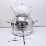 تصویر کتری قوری استیل نفیس کتری استیل6لیتری و قوری چینی | ارسال رایگان 