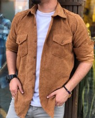 تصویر پیراهن مخمل کبریتی شتری مردانه کد ۴۳۲ - M Camel match velvet shirt