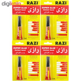 تصویر چسب قطره ای رازی مدل Super Glue حجم 3 میلی لیتر بسته 4 عددی 