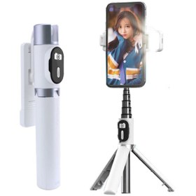 تصویر مونوپاد پایه دار بلوتوثی همراه با نور باوین BAVIN AP-05 Bluetooth Monopod with LED Flash and Stand 