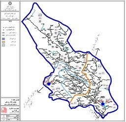 تصویر عنوان نقشه :موقعیت نقاط روستایی و شهری شهرستان رستم در طرح هادی شهر کوپن 