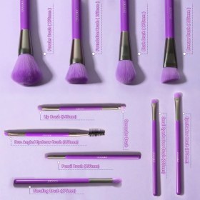 تصویر ست براش نئون بنفش 10 عددی دوکالر Docolor - Neon Purple Synthetic Makeup Brush Set (10 pieces)