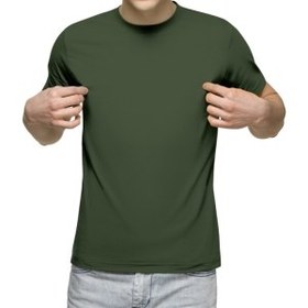 تصویر تیشرت آستین کوتاه مردانه کد 1ZGR رنگ سبز ارتشی 