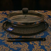 تصویر تابه گریل چدن بیضی بدون چوب یونیک 