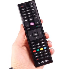 تصویر ریموت کنترل تلویزیون ایکس ویژن دکمه بنفش 