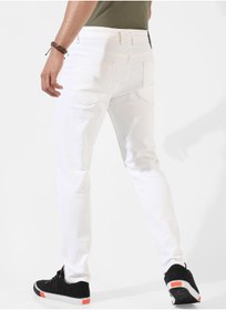 تصویر شلوار جین مردانه کلاسیک سفید با فیت معمولی برند campus sutra Men's Classic Solid White Regular Fit Denim Jeans