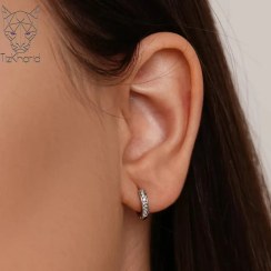 تصویر گوشواره ماه نقره ای الماس ژوپینگ silver moon with diamond earring xuping