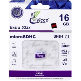 تصویر کارت حافظه microSDHC ویکو من مدل Extre 533X کلاس 10 استاندارد UHS-I U1 سرعت 80MBps ظرفیت 16 گیگابایت 