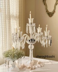 تصویر یک عدد شمعدان پنج شاخه مدل باکارات فرانسه 