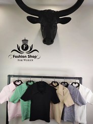 تصویر کراپ یقه مردونه آستین کوتاه فری سایز 