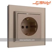 تصویر پریز برق ارت سرامیک برلیان پلکسی بژ ایران الکتریک 