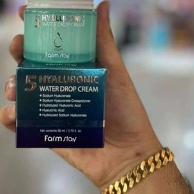 تصویر کرم صورت سوپر آبرسان و روشن کننده هیالورونیک اسید فارم استی FARMSTAY Hyaluronic 5 Water Drop Cream 80ml original