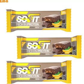 تصویر پروتئین بار موز با روکش شکلات تلخ سوفیت – 6 عددی SOFIT Dark Cocoa & Banana Protein Bar