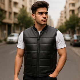 تصویر پافر چرم مردانه - مشکی / Xl 