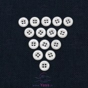 تصویر دکمه پیراهن مردانه 4 سوراخ لبه پهن سفید خارجی ( بسته 15 عددی ) 