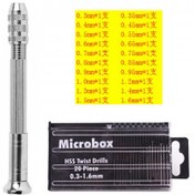 تصویر دریل دستی فشاری با 20 عدد مته از سایز 0.3 تا 1.6 میلی متر 