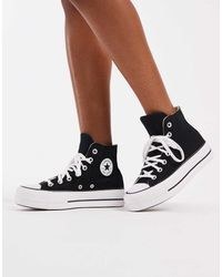 تصویر کتانی کانورس دخترانه ساقدار مدل platform رنگ مشکی Converse platform high top black