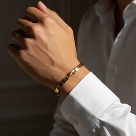 تصویر دستبند بنگل نیم پیچ استیل 