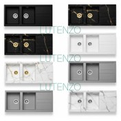 تصویر سینک ظرفشویی گرانیتی توکار لوتوس مدل چهار خط تنوع رنگ - طوسی براق 