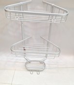 تصویر سه گوش دو طبقه کنج حمام نقره‌ای مدل سپهر اطلس پلاستیک #شیرآلات علیارسو 