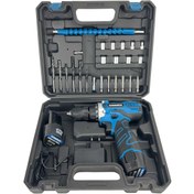 تصویر دریل پیچ گوشتی شارژی ویوارکس مدل VR12V-2A-BLUE مجموعه 28 عددی