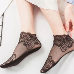 تصویر جوراب مچی زنانه مشکی گیپور مجلسی وارداتی سایز 36تا 40 