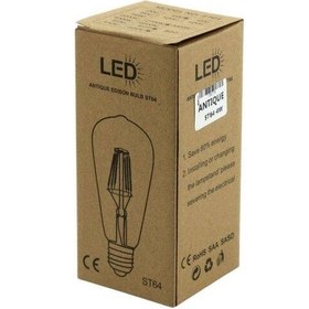 تصویر لامپ ادیسونی حبابی Antique ST64 E27 4W Antique ST64 Edison Filament Bulb Lamp E27 4W