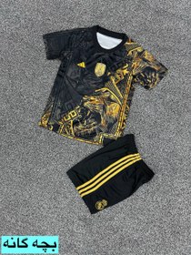 تصویر لباس رئال مادرید طرح شیر پسرانه هواداری کیفیت درجه یک تایلندی Real Madrid kit with lion pattern for boy first class thai quality